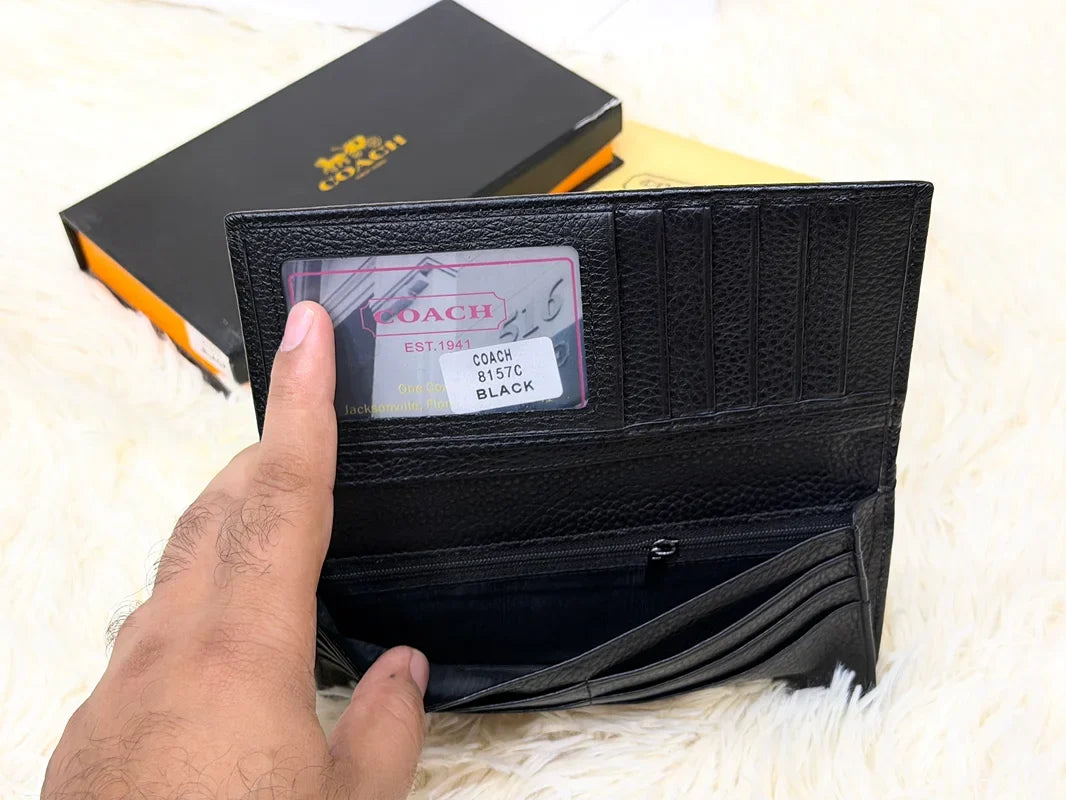 Coach Black Signature Embossed Long Wallet