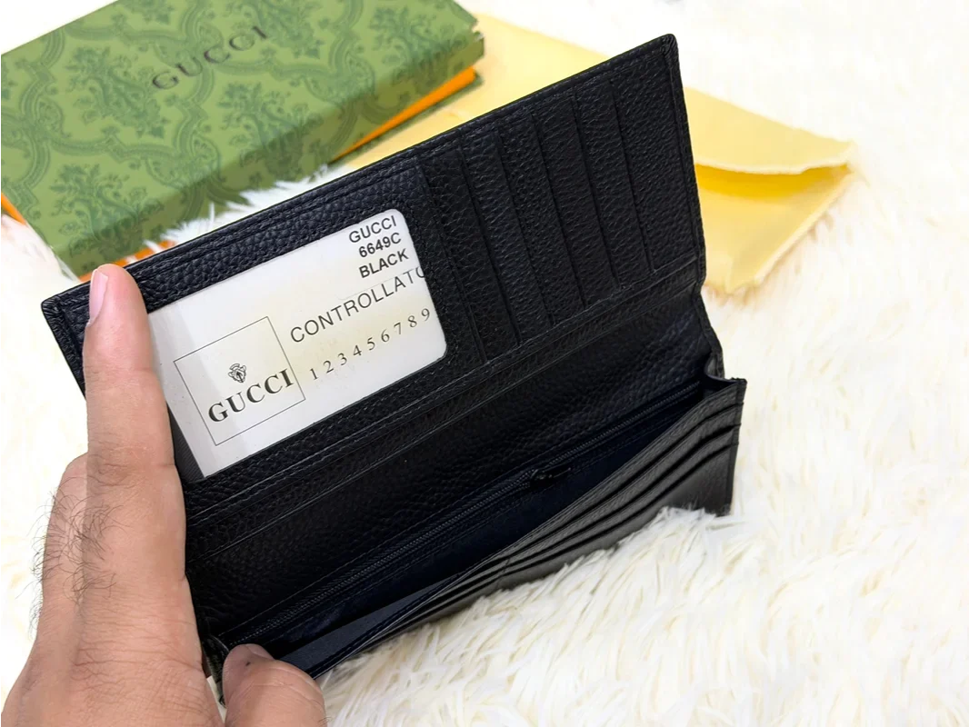 Gucci Black GG Logo Long Wallet