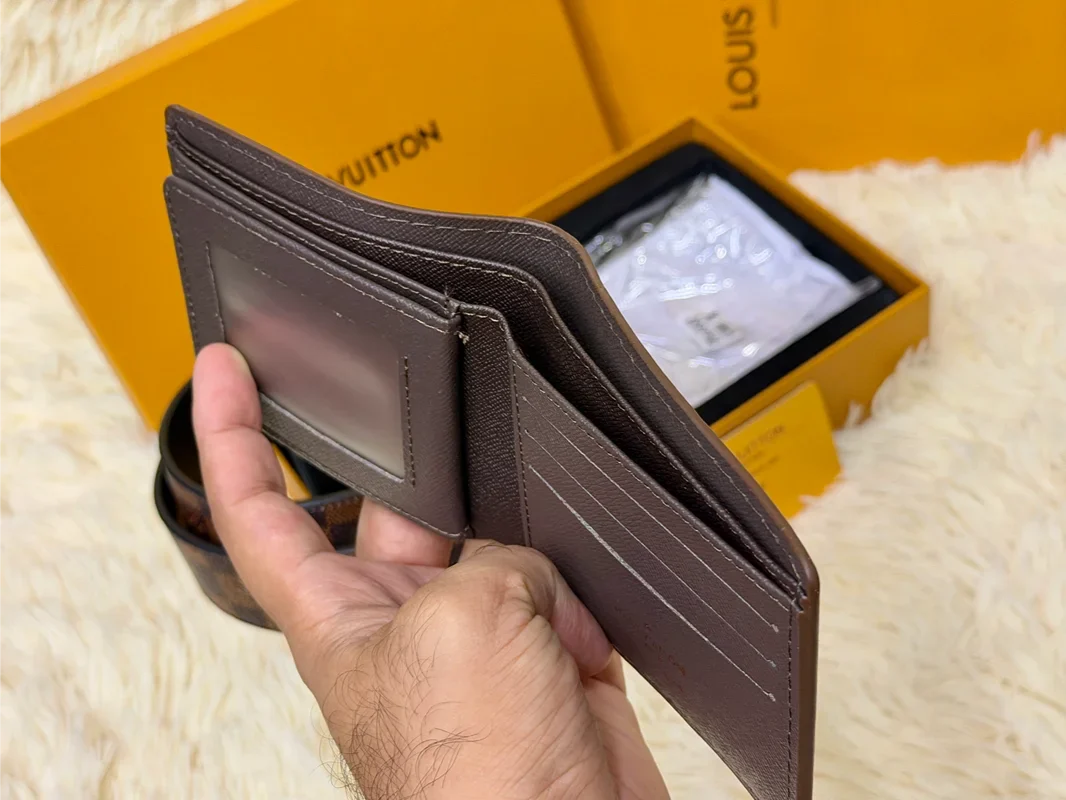 Louis Vuitton Brown Belt & Wallet Gift Set with LV Buckle