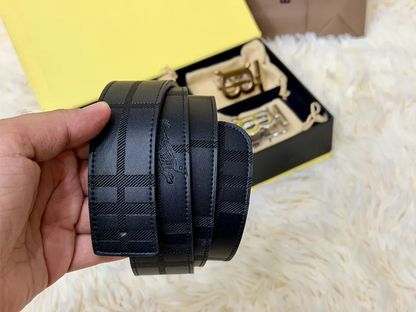 Burberry Black Belt Gift Set with Interchangeable B Buckles