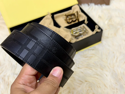 Burberry Black Belt Gift Set with Interchangeable B Buckles