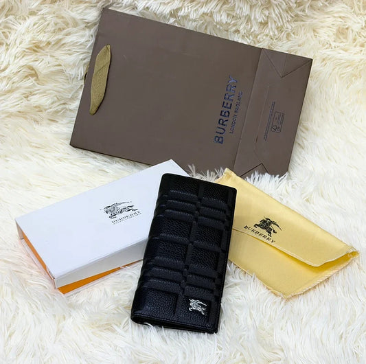Burberry Black Embossed Pattern Long Wallet with Knight Logo