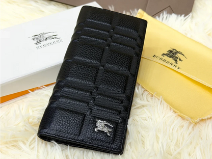 Burberry Black Embossed Pattern Long Wallet with Knight Logo