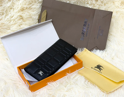 Burberry Black Embossed Pattern Long Wallet with Knight Logo