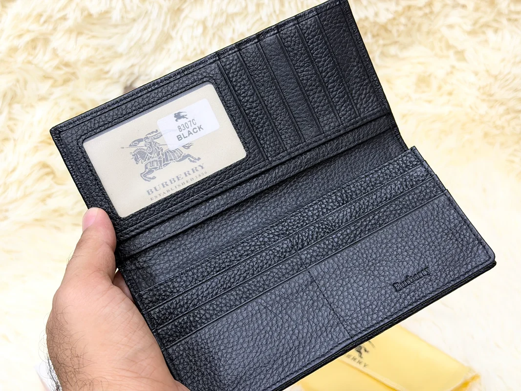 Burberry Black Embossed Pattern Long Wallet with Knight Logo