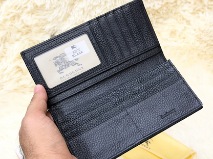 Burberry Black Embossed Pattern Long Wallet with Knight Logo