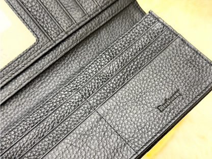 Burberry Black Embossed Pattern Long Wallet with Knight Logo