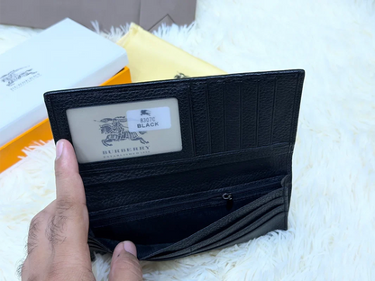 Burberry Black Embossed Pattern Long Wallet with Knight Logo