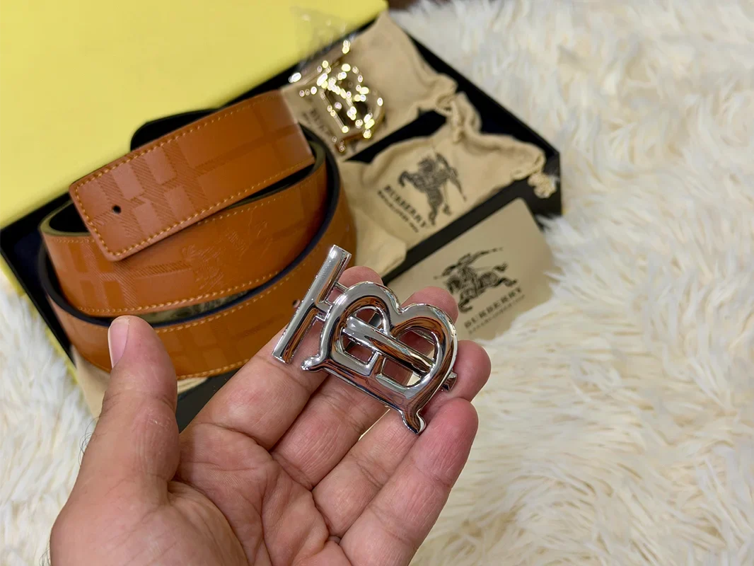 Burberry Brown Belt Gift Set with Interchangeable B Buckles