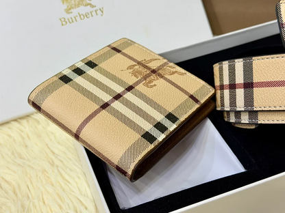 Burberry Check Belt & Wallet Gift Set with Signature B Buckle