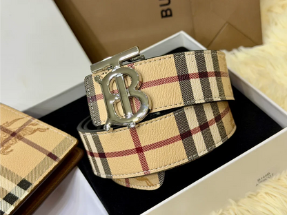Burberry Check Belt & Wallet Gift Set with Signature B Buckle