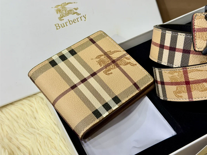 Burberry Check Belt & Wallet Gift Set with Signature B Buckle