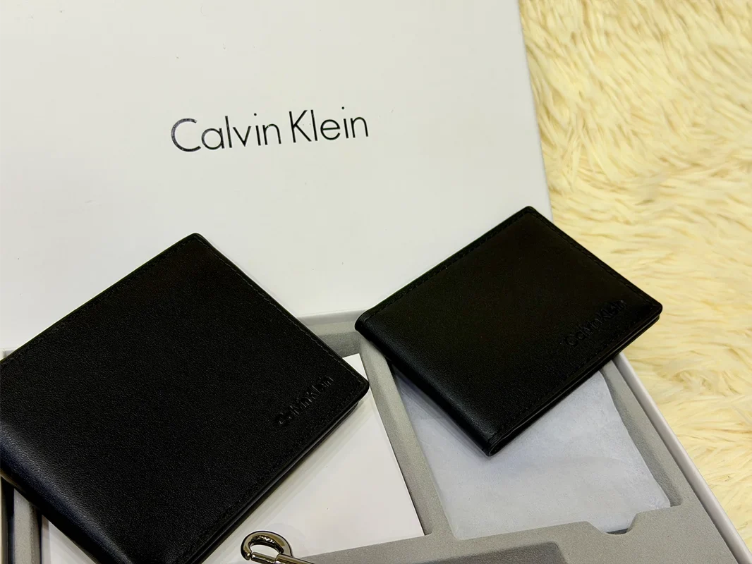 Calvin Klein Black Classic Wallet Gift Set with Card Holder & Keychain