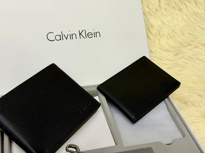 Calvin Klein Black Classic Wallet Gift Set with Card Holder & Keychain