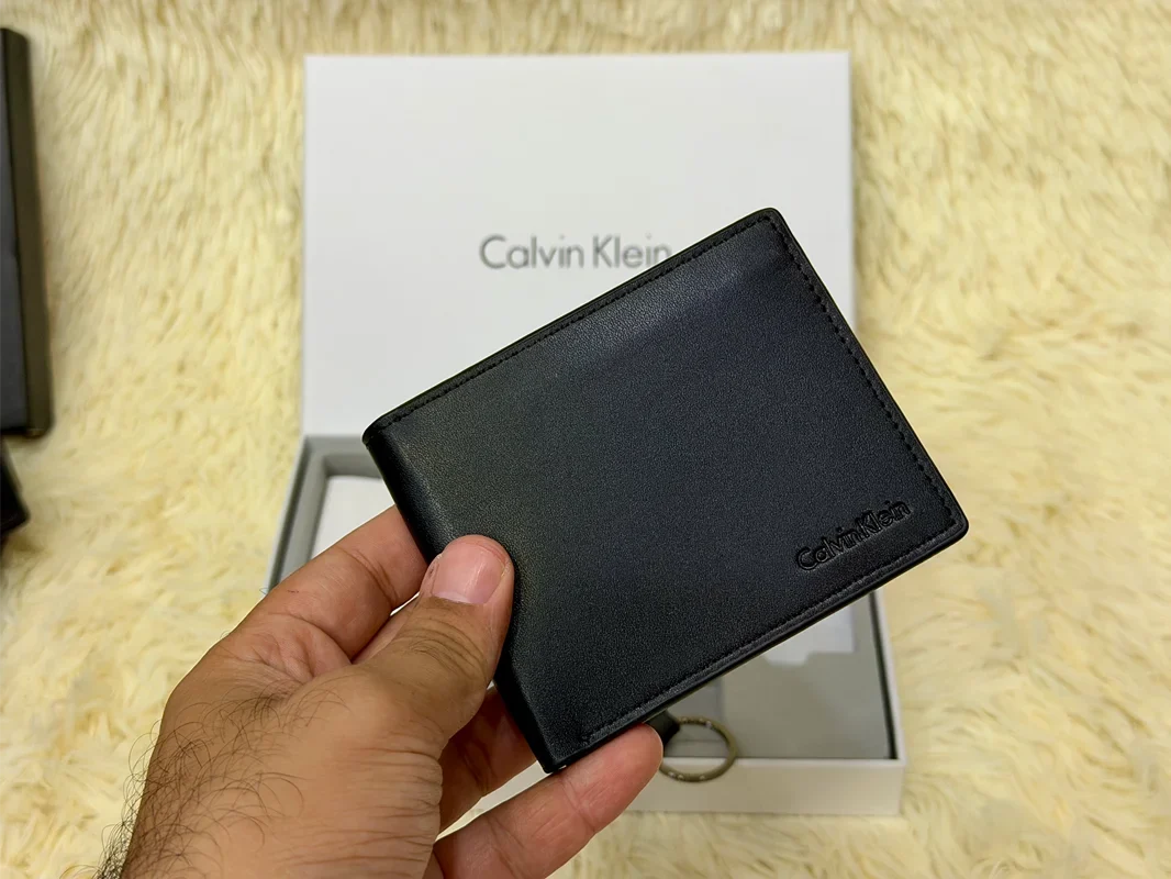 Calvin Klein Black Classic Wallet Gift Set with Card Holder & Keychain