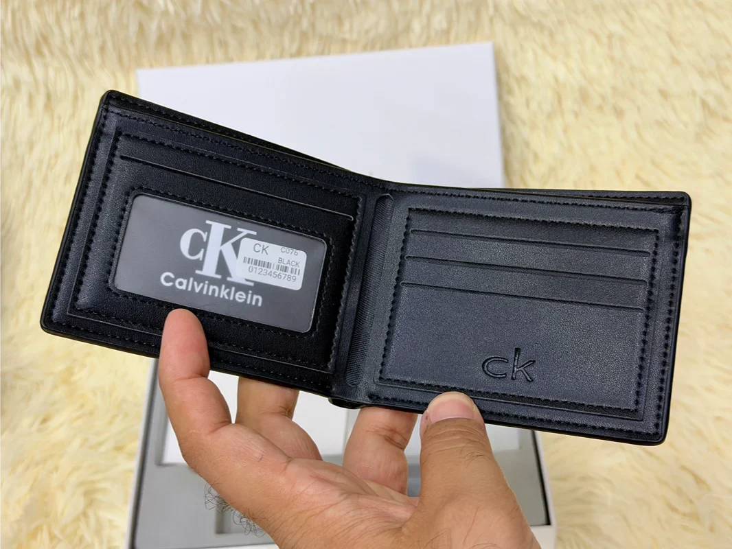 Calvin Klein Black Classic Wallet Gift Set with Card Holder & Keychain