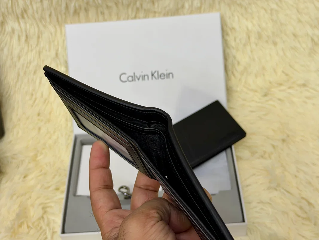 Calvin Klein Black Classic Wallet Gift Set with Card Holder & Keychain