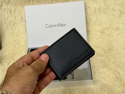 Calvin Klein Black Classic Wallet Gift Set with Card Holder & Keychain