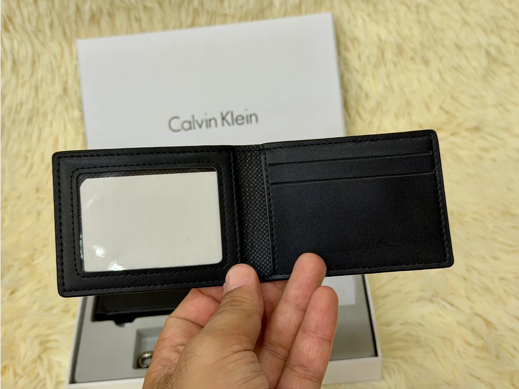 Calvin Klein Black Classic Wallet Gift Set with Card Holder & Keychain
