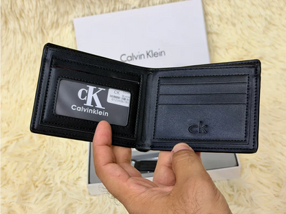 Calvin Klein Black Embossed CK Logo Wallet Gift Set with Card Holder & Keychain