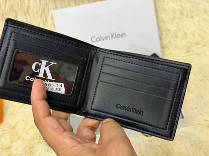 Calvin Klein Black Embossed Logo Wallet Gift Set with Card Holder & Keychain