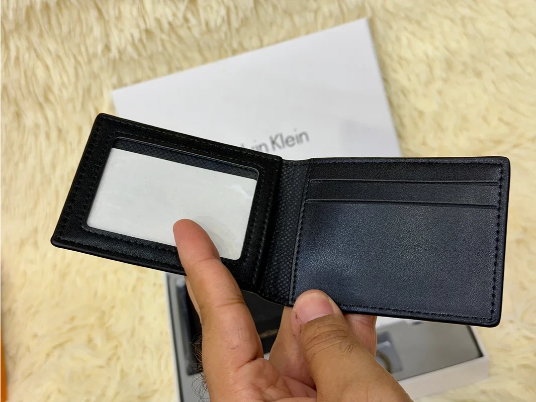 Calvin Klein Black Embossed Logo Wallet Gift Set with Card Holder & Keychain