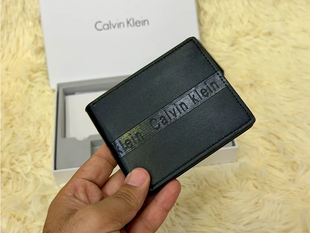 Calvin Klein Black Embossed Logo Wallet Gift Set with Card Holder & Keychain