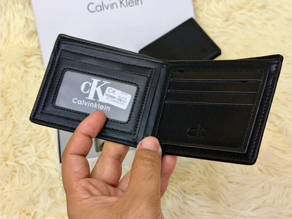 Calvin Klein Black Embossed Logo Wallet Gift Set with Card Holder & Keychain