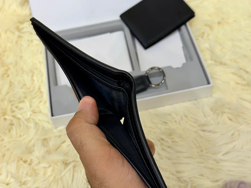 Calvin Klein Black Embossed Logo Wallet Gift Set with Card Holder & Keychain