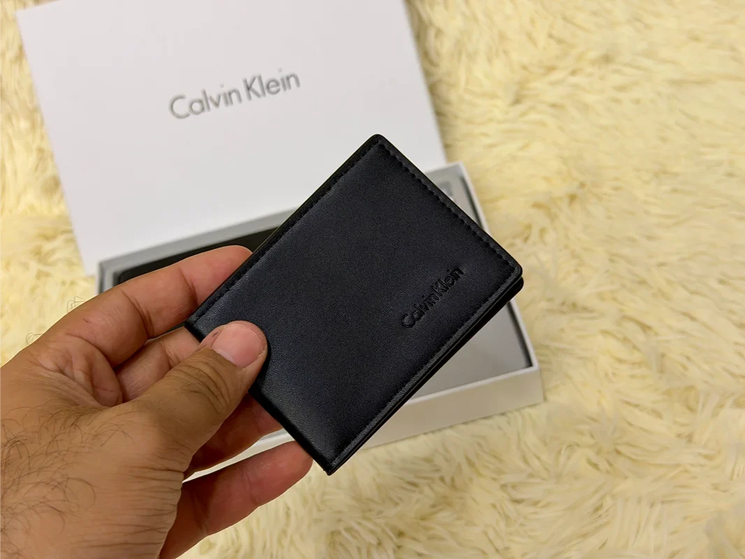 Calvin Klein Black Embossed Logo Wallet Gift Set with Card Holder & Keychain