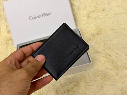 Calvin Klein Black Embossed Logo Wallet Gift Set with Card Holder & Keychain