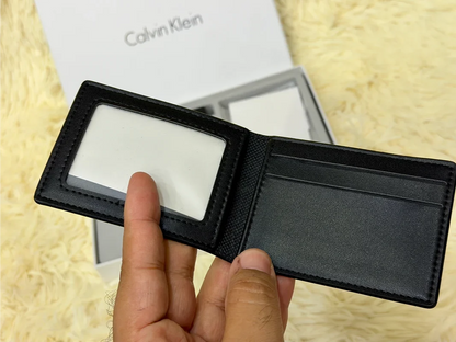 Calvin Klein Black Embossed Logo Wallet Gift Set with Card Holder & Keychain
