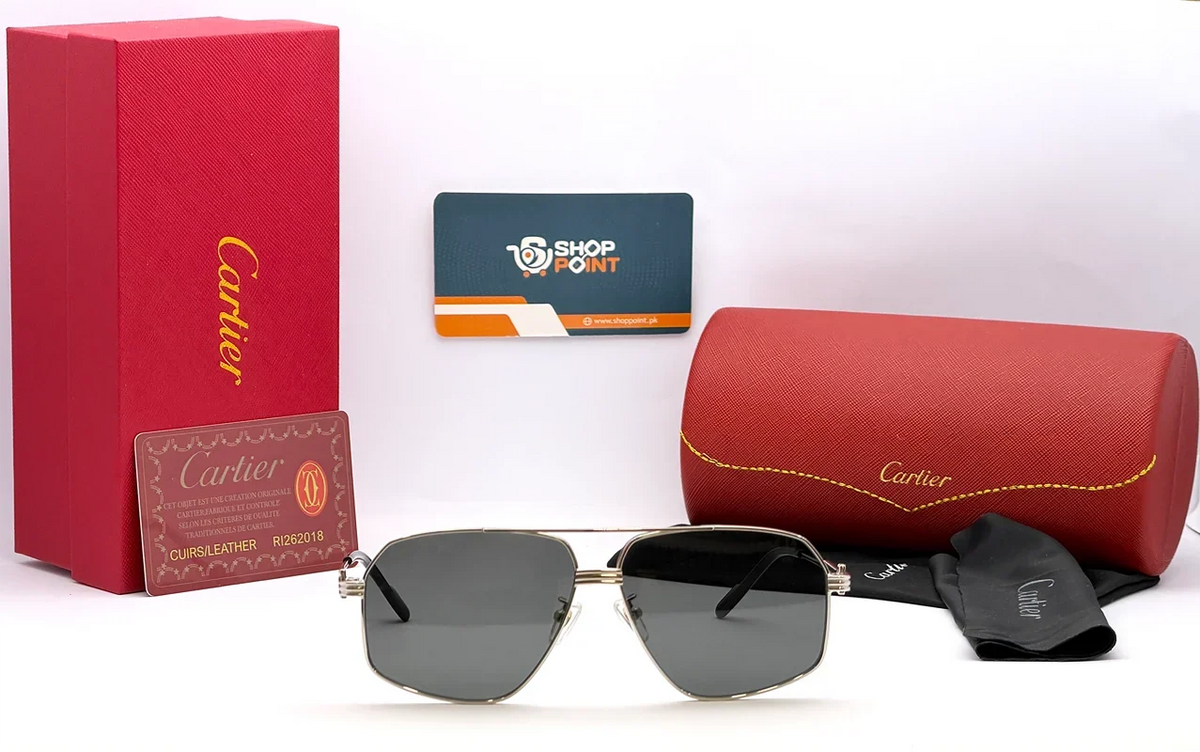 Cartier CTO270S Square Metal Frame Sunglasses