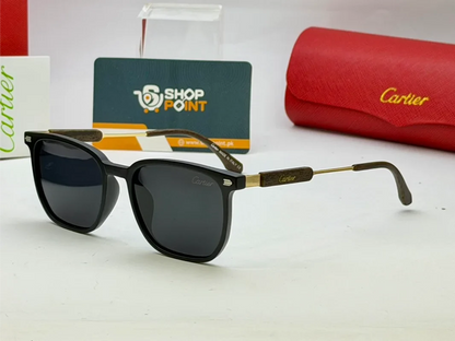 Cartier 4593 Matte Black Square Frame Sunglasses