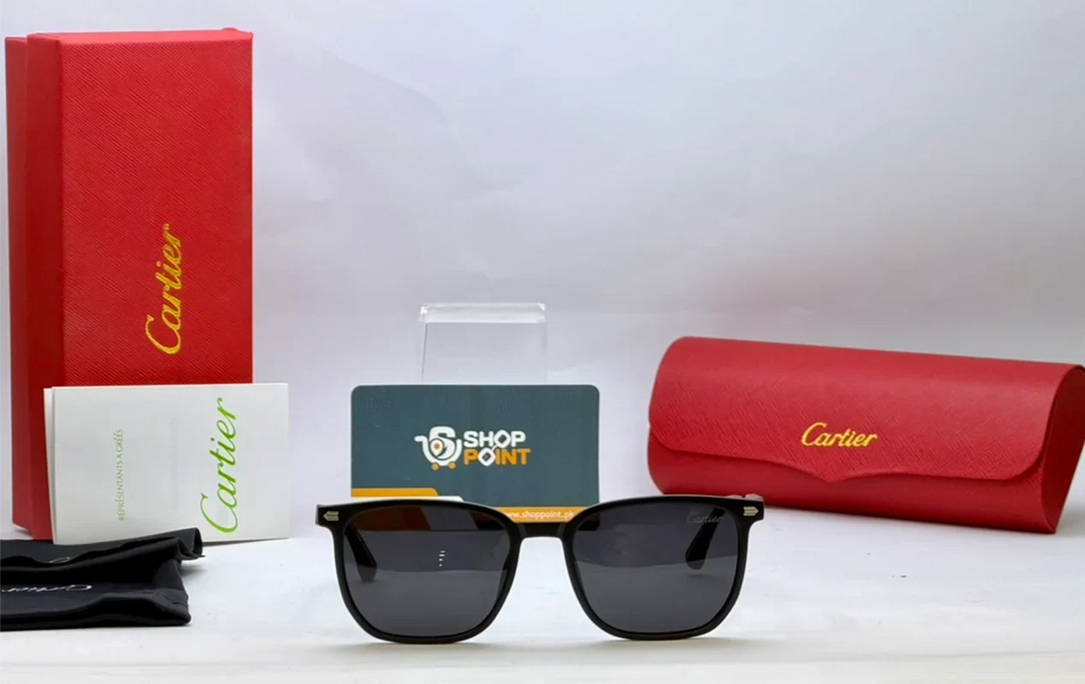 Cartier 4593 Matte Black Square Frame Sunglasses