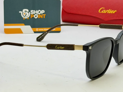 Cartier 4593 Matte Black Square Frame Sunglasses