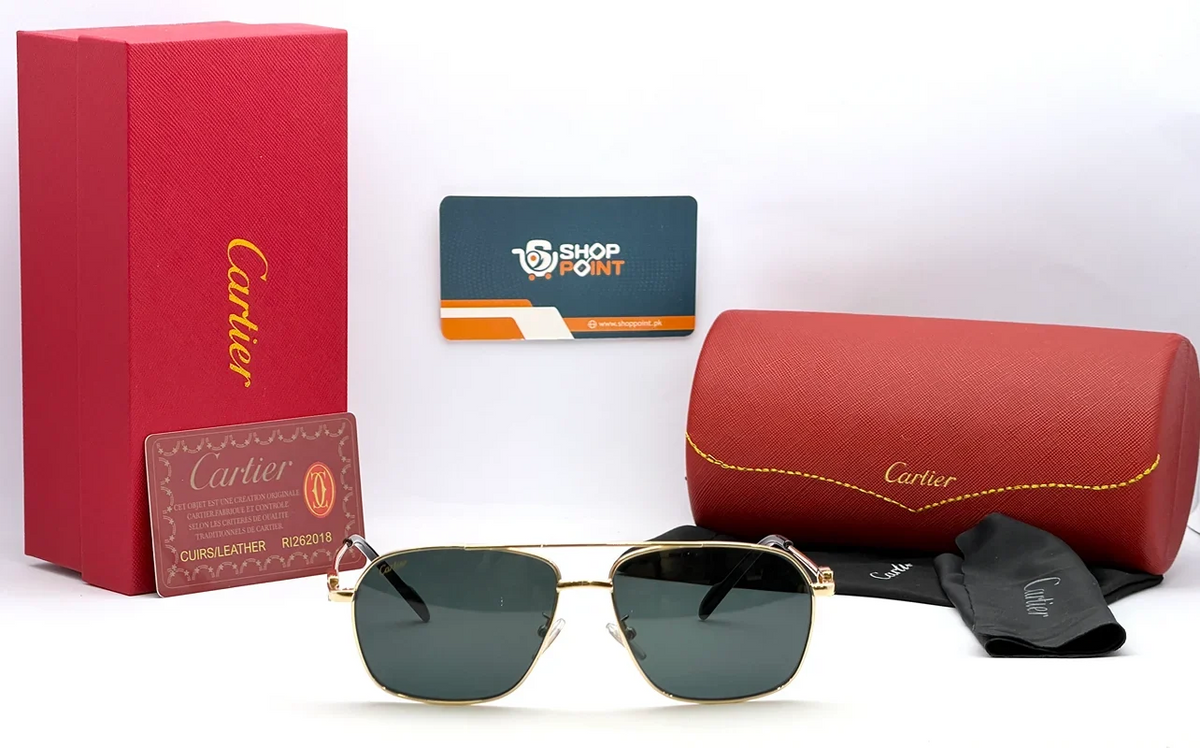 Cartier CTO378S Gold Frame Pilot Sunglasses