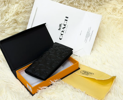 Coach Black Signature Embossed Long Wallet
