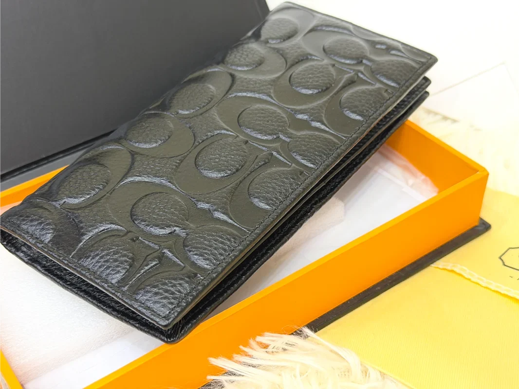 Coach Black Signature Embossed Long Wallet