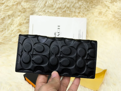 Coach Black Signature Embossed Long Wallet