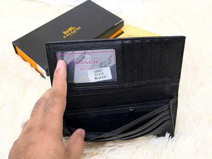 Coach Black Signature Embossed Long Wallet