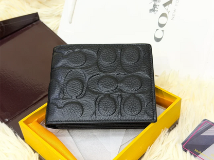 Coach Black Signature Monogram Bifold Wallet