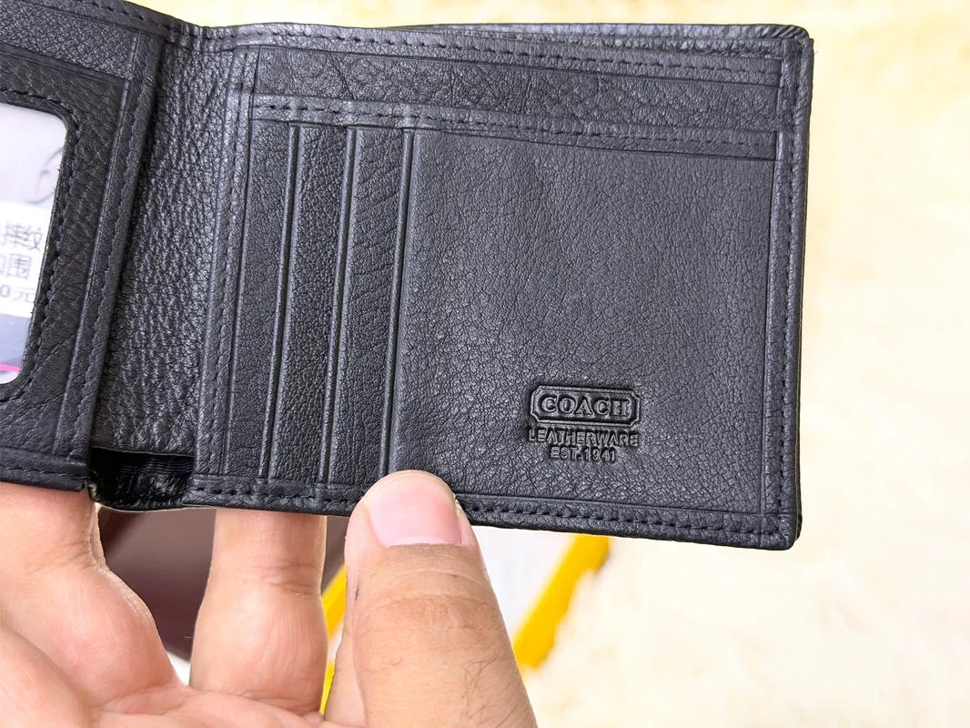 Coach Black Signature Monogram Bifold Wallet