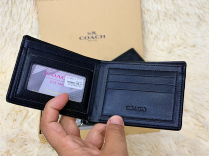 Coach Black Tonal Signature Wallet Gift Set with Card Holder & Keychain