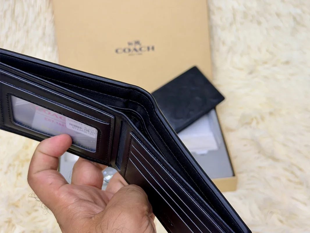 Coach Black Tonal Signature Wallet Gift Set with Card Holder & Keychain