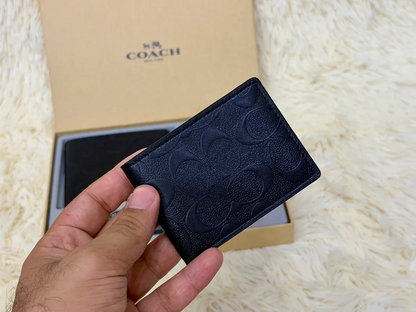 Coach Black Tonal Signature Wallet Gift Set with Card Holder & Keychain