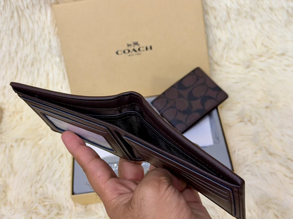 Coach Brown Signature Canvas Wallet Gift Set with Card Holder & Keychain