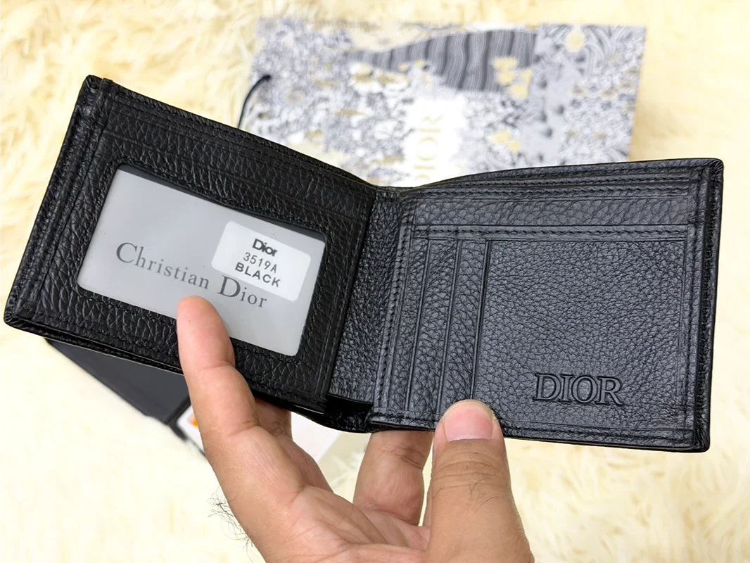 Dior Black Oblique Monogram Bifold Wallet with Silver Logo