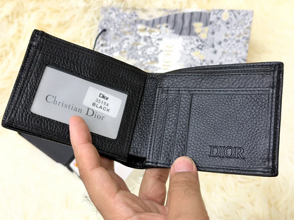 Dior Black Oblique Monogram Bifold Wallet with Silver Logo
