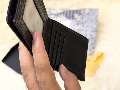 Dior Black Oblique Monogram Bifold Wallet with Silver Logo